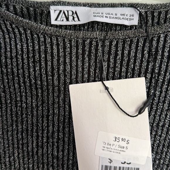 Zara METALLIC THREAD KNIT CROP TOP - Picture 4 of 4